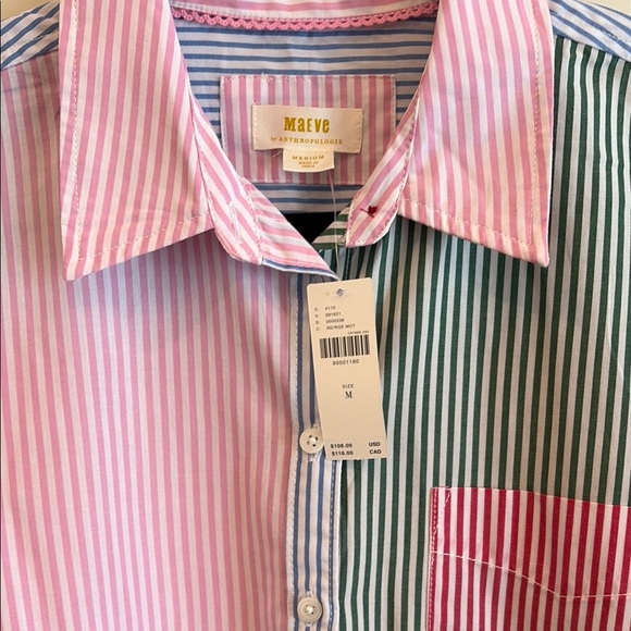 Anthropologie The Bennet Buttondown Shirt by Maeve: Mixed Stripe Edition - Picture 5 of 6